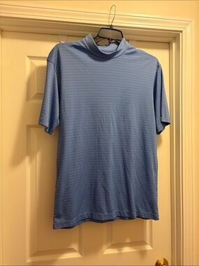 Cutter & Buck Men's Sky Blue Short-Sleeve Mock Neck Shirt